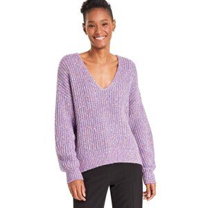BOSS Orange Women's Facacia V-Neck Dropped-Shoulder Sweater Purple Size M $178